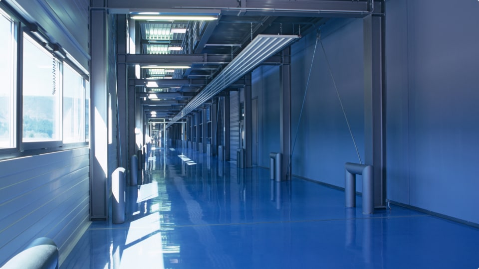 Shiny floor in modern office building